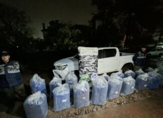 Tras una persecución interceptaron dos camionetas y secuestraron cerca de una tonelada de hojas de coca